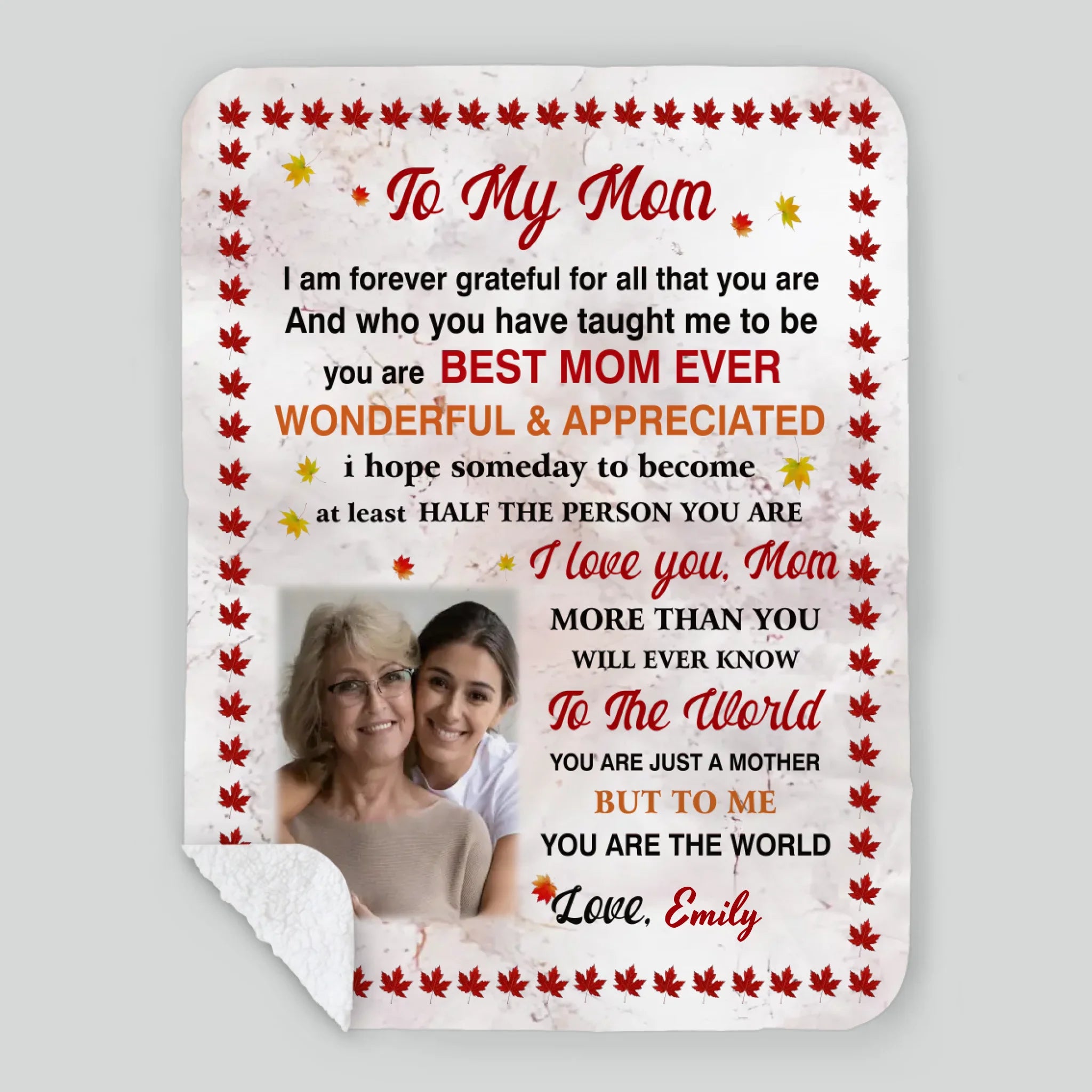 Personalized Blanket – Customizable with Photo and Name to My Mom - 89Prints