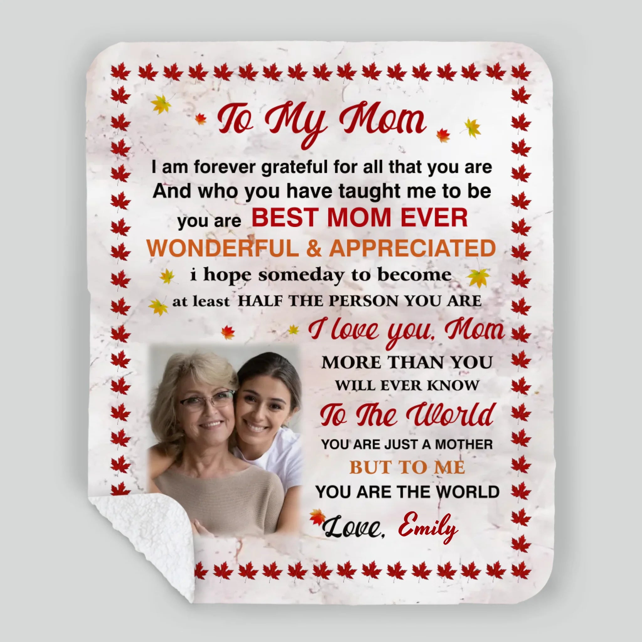 Personalized Blanket – Customizable with Photo and Name to My Mom - 89Prints