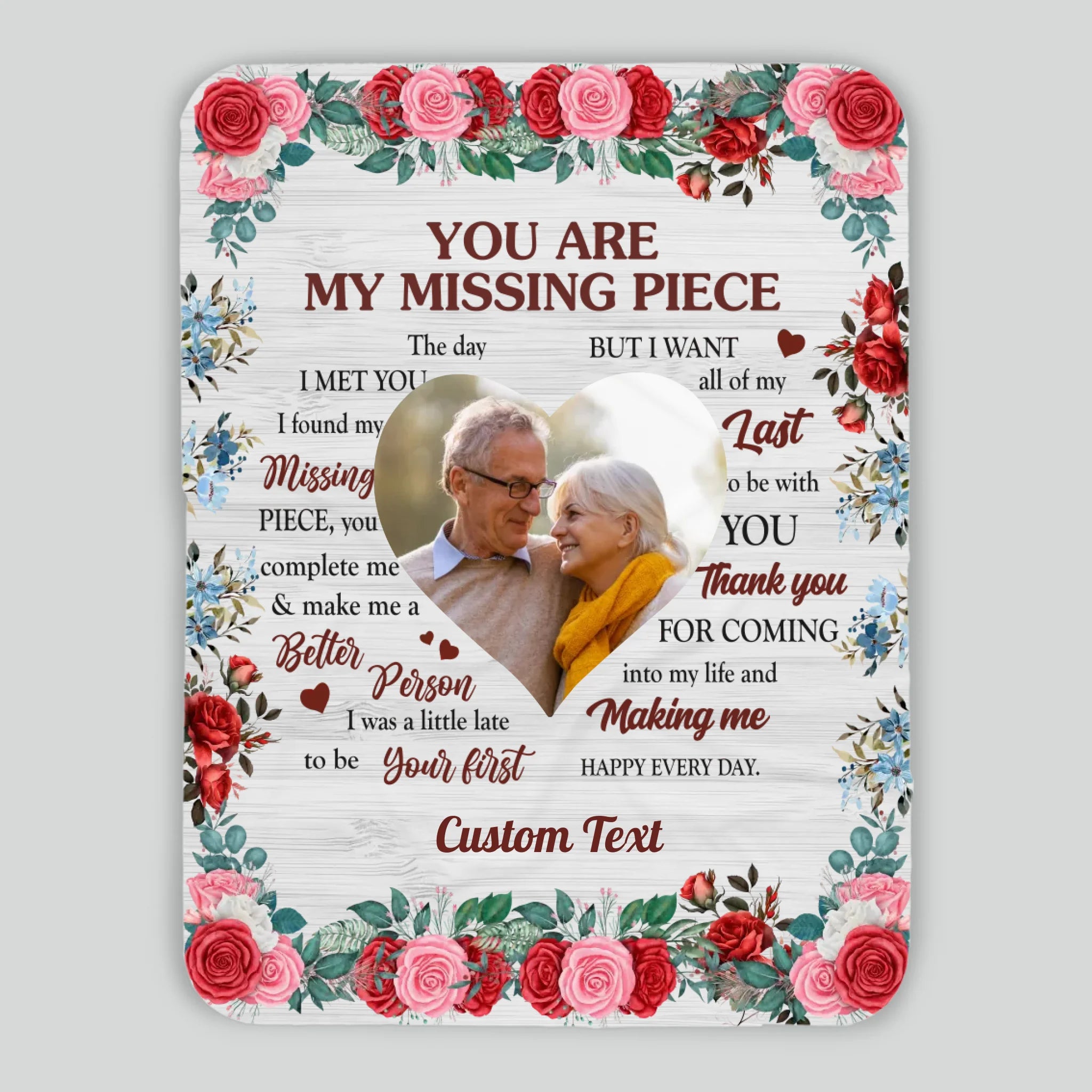 Personalized Husband & Wife Blanket – “You Are My Missing Piece” with Names - 89Prints