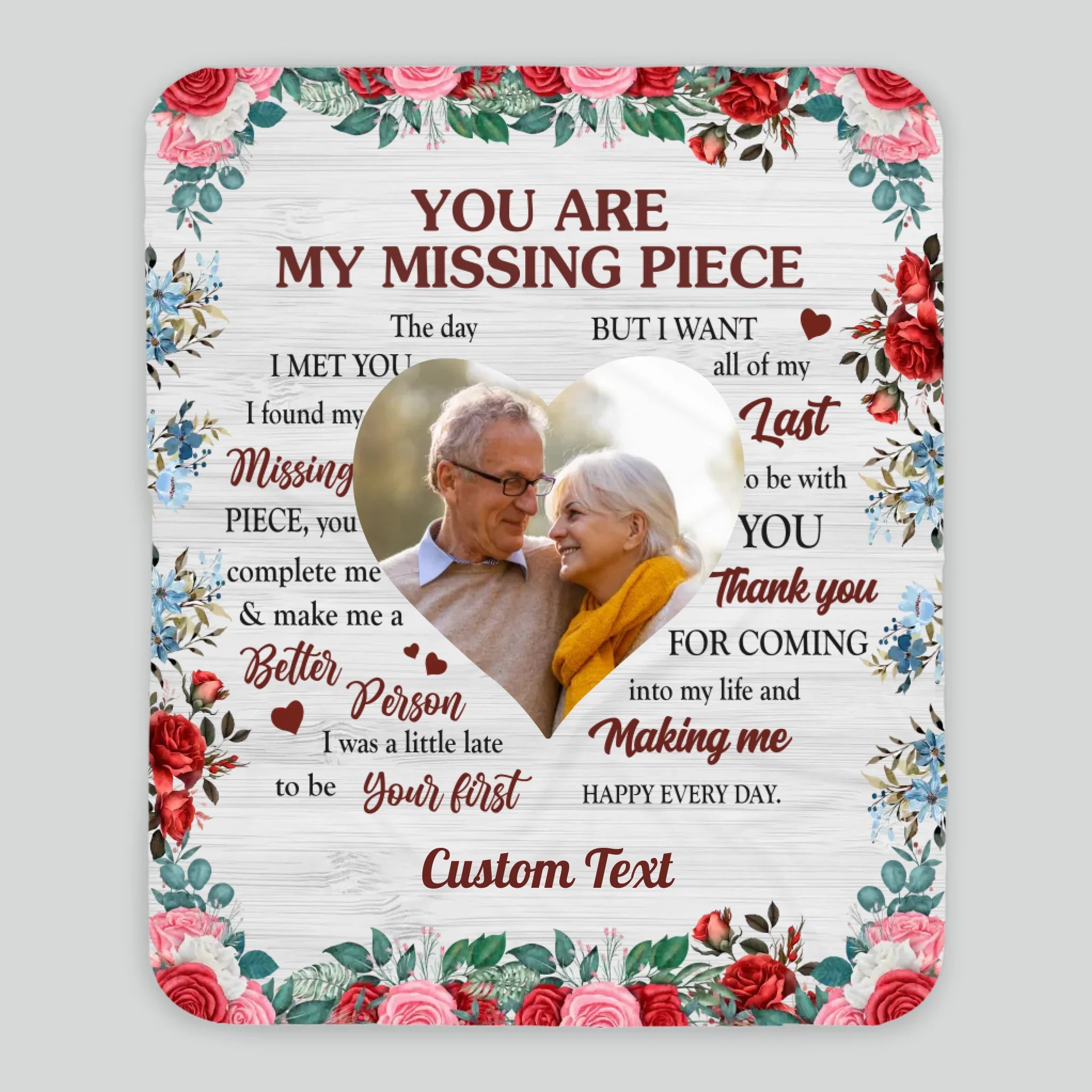 Personalized Husband & Wife Blanket – “You Are My Missing Piece” with Names - 89Prints
