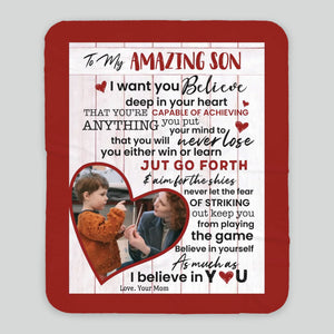 Personalized Blanket – To My Amazing Son with Photo - 89Prints