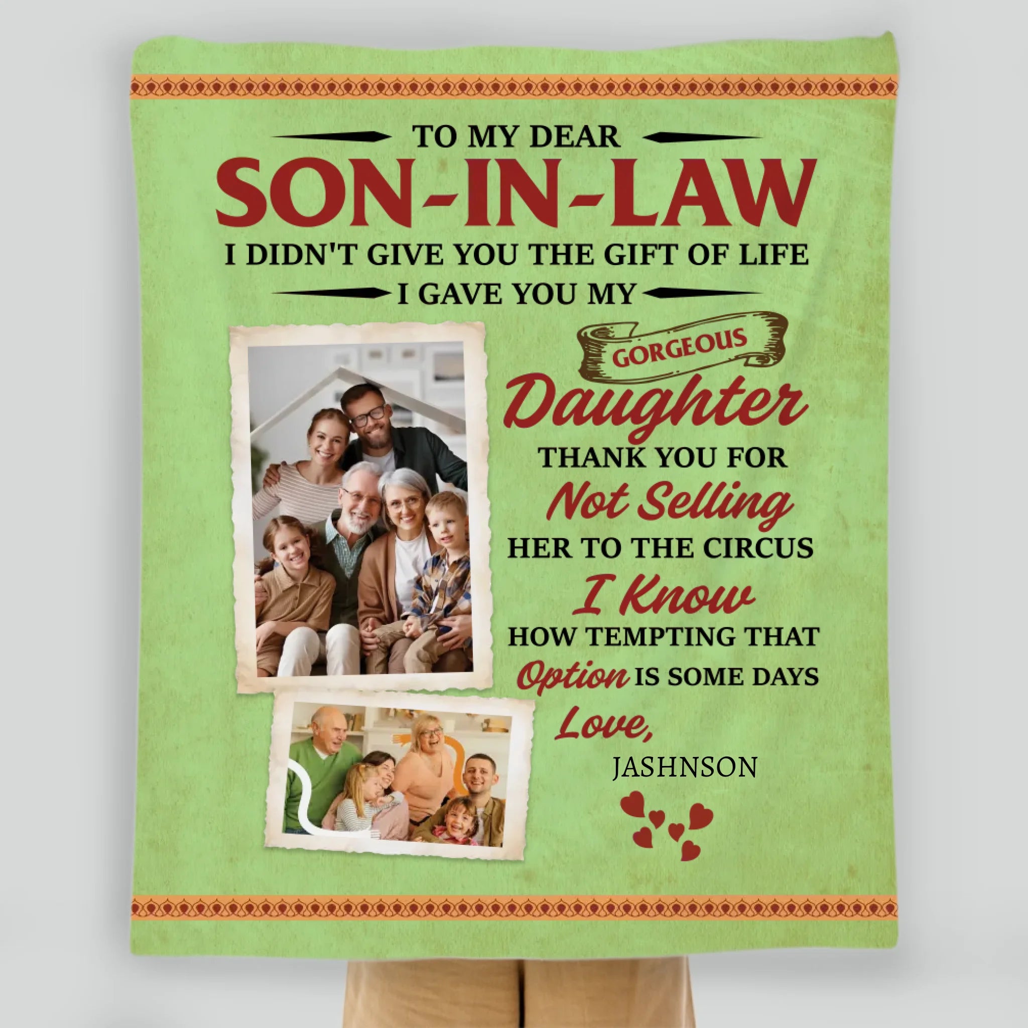 Personalized Blanket – A Funny Gift for Son-in-Law from Father-in-Law or Mother-in-Law - 89Prints