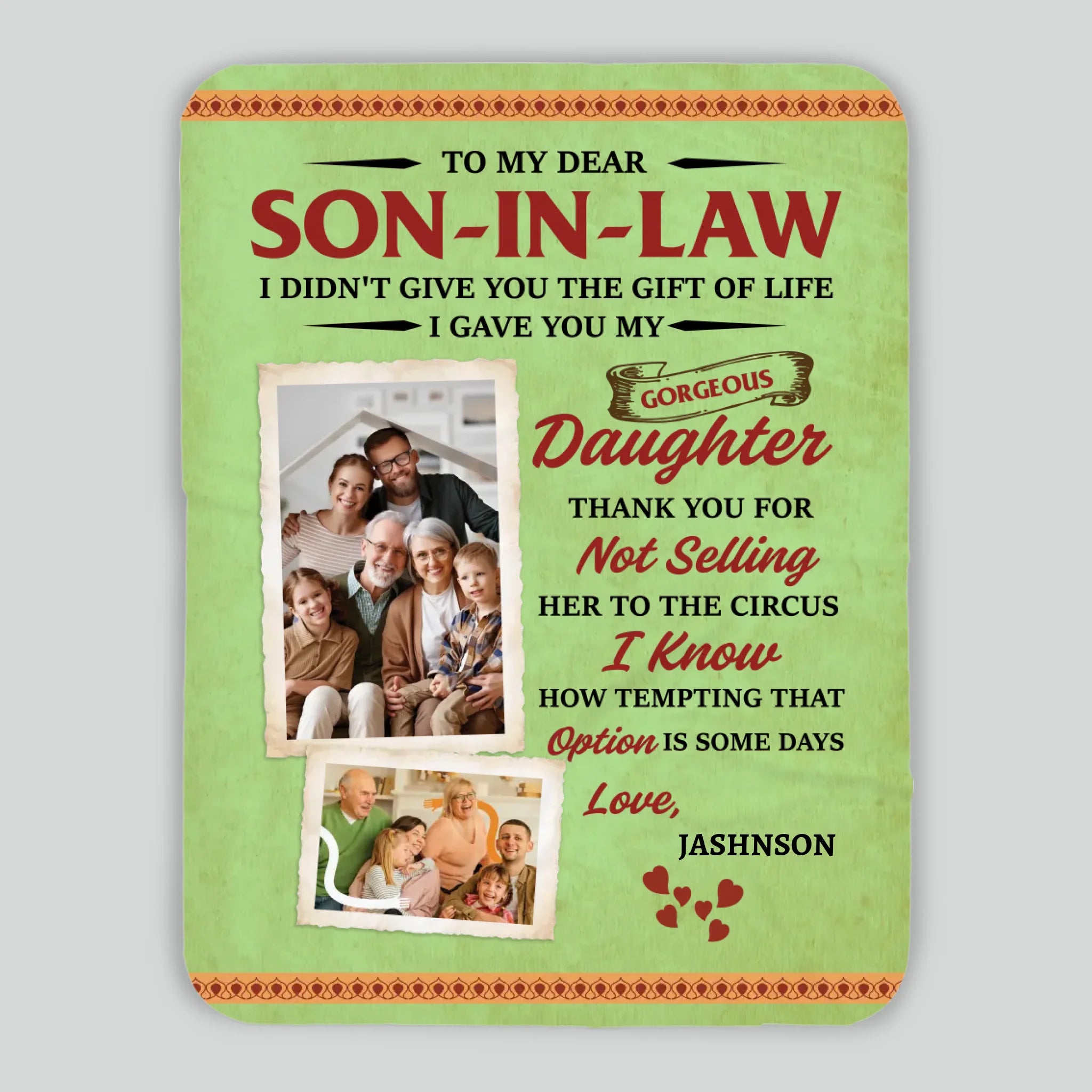 Personalized Blanket – A Funny Gift for Son-in-Law from Father-in-Law or Mother-in-Law - 89Prints