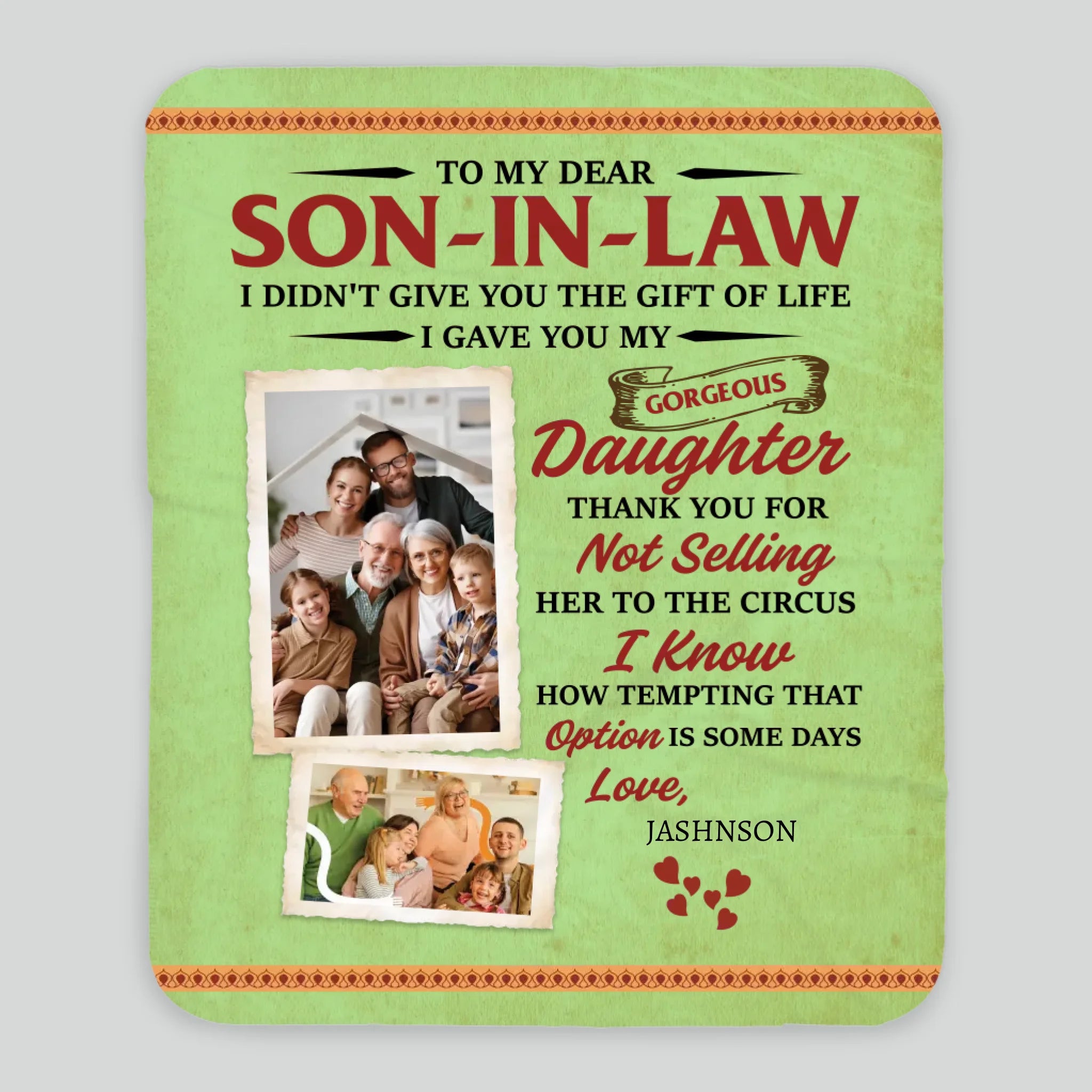 Personalized Blanket – A Funny Gift for Son-in-Law from Father-in-Law or Mother-in-Law - 89Prints