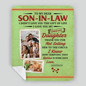 Personalized Blanket – A Funny Gift for Son-in-Law from Father-in-Law or Mother-in-Law - 89Prints