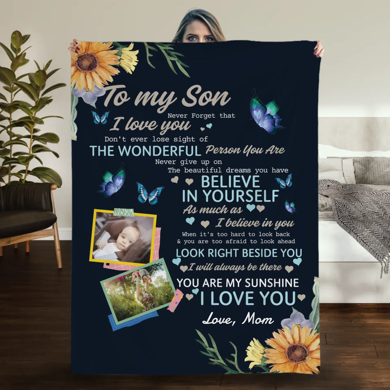 Personalized Blanket – Warm Words for a Wonderful Son - 89Prints