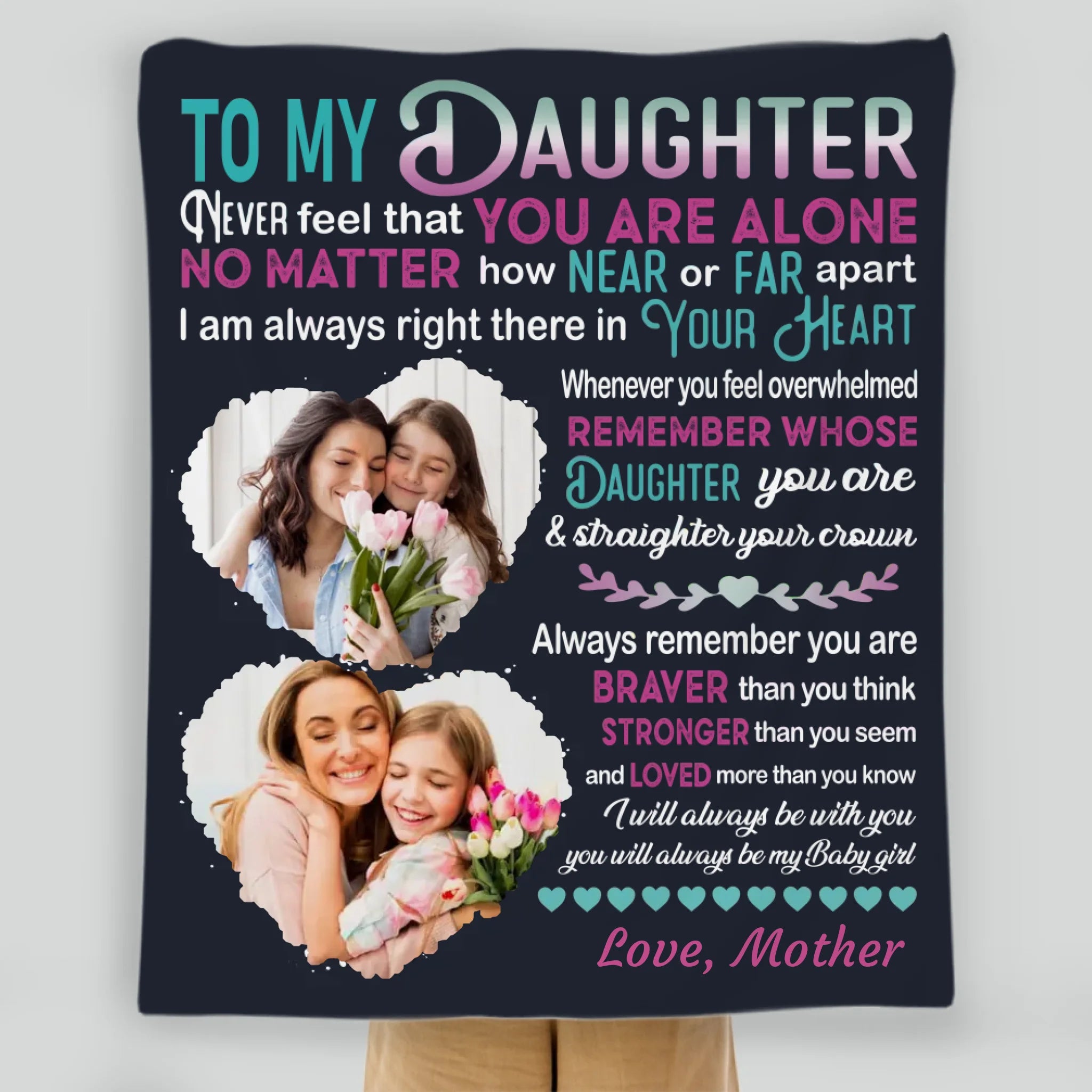 Personalized Blanket for Daughter – No Matter How Far, My Heart Is With You - 89Prints