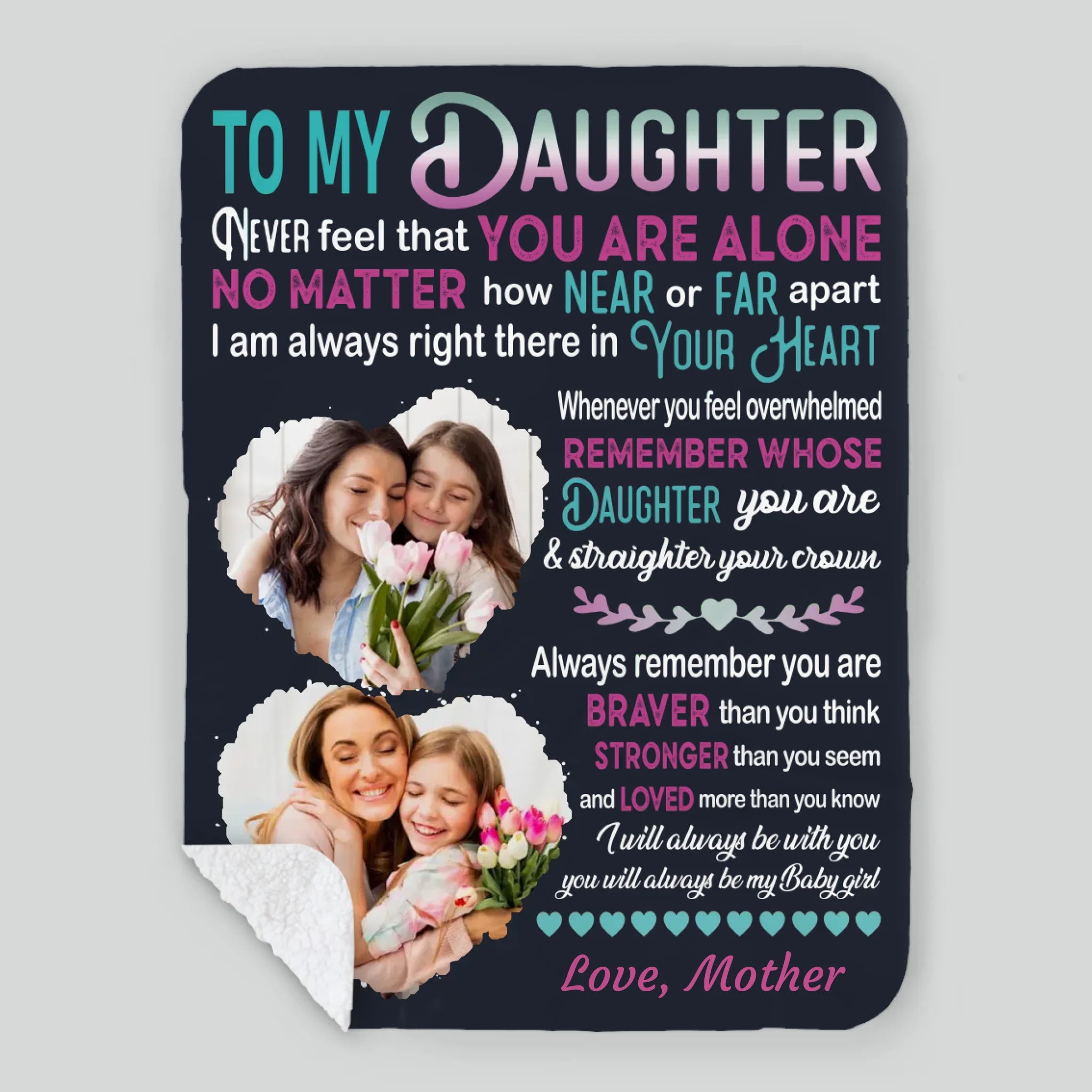 Personalized Blanket for Daughter – No Matter How Far, My Heart Is With You - 89Prints