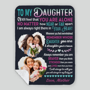 Personalized Blanket for Daughter – No Matter How Far, My Heart Is With You - 89Prints