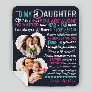 Personalized Blanket for Daughter – No Matter How Far, My Heart Is With You - 89Prints