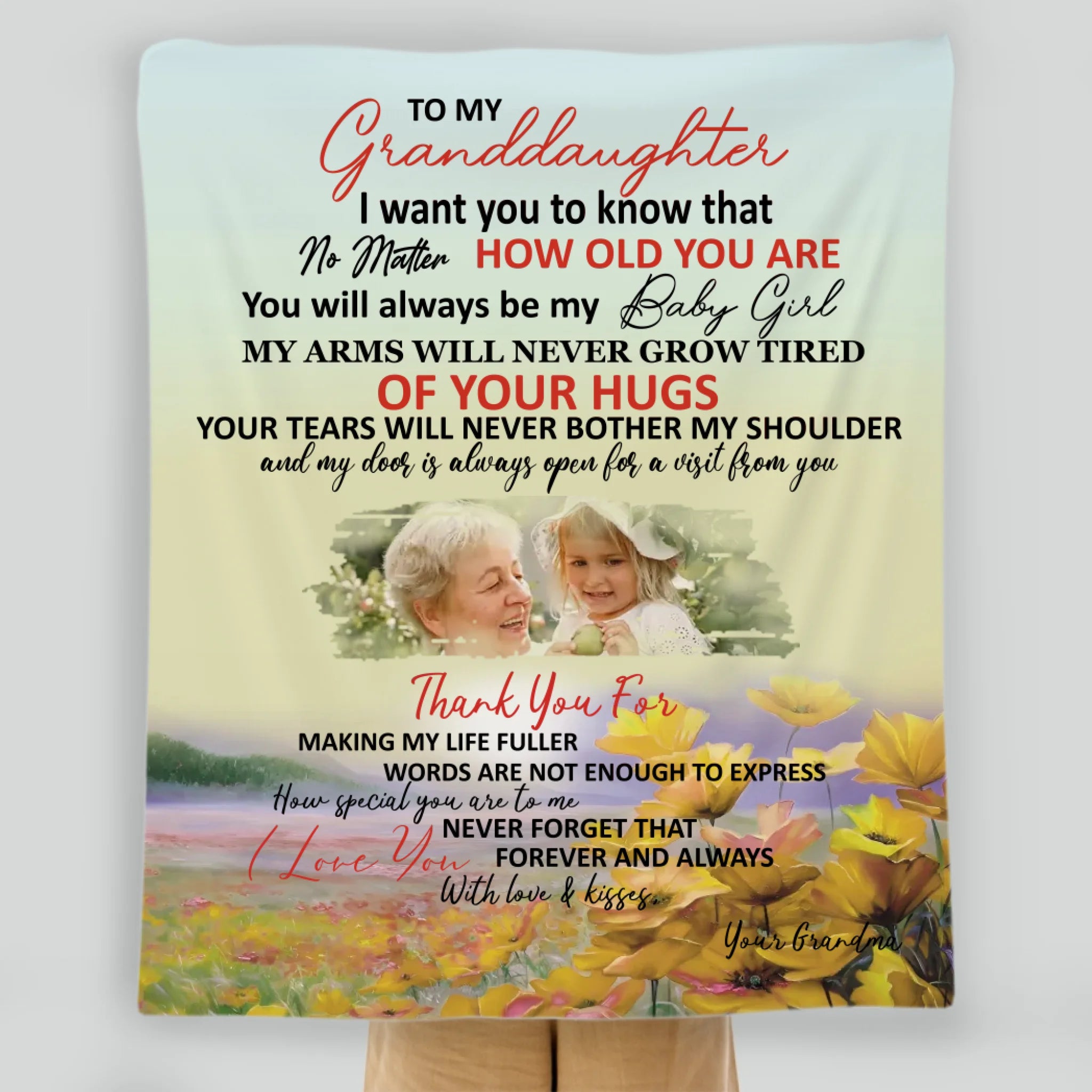 Personalized Granddaughter Blanket – To My Granddaughter, With All My Love - 89Prints