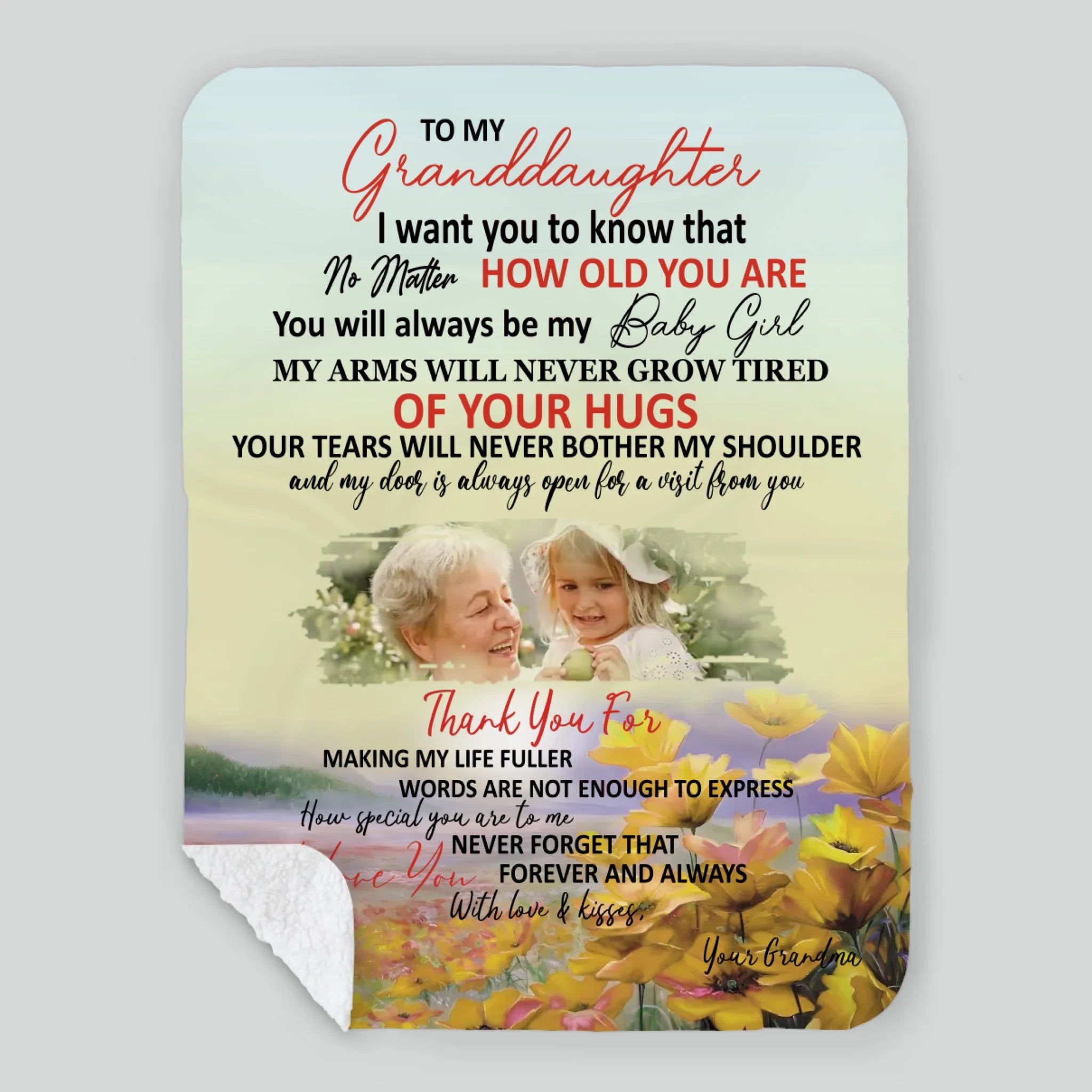 Personalized Granddaughter Blanket – To My Granddaughter, With All My Love - 89Prints