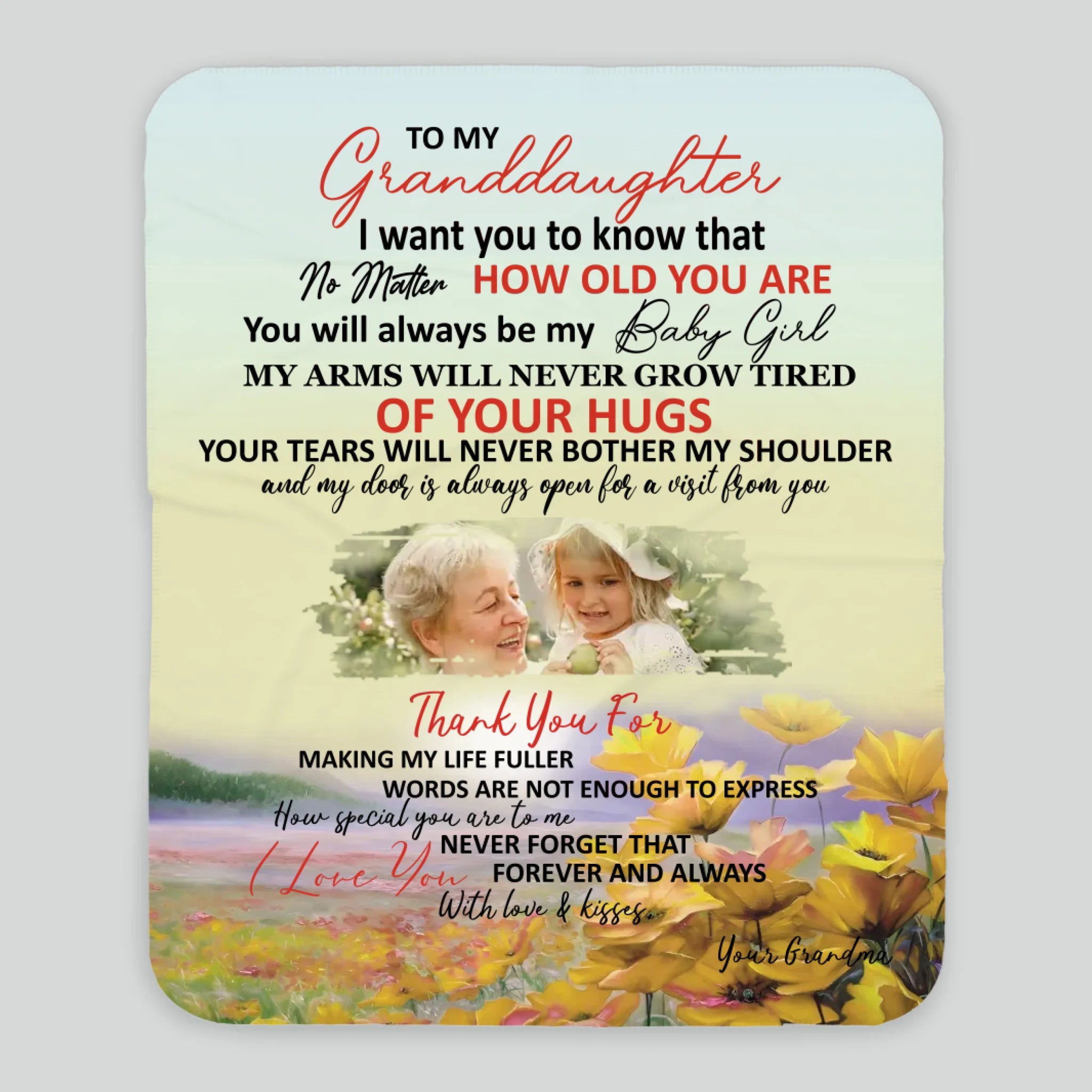 Personalized Granddaughter Blanket – To My Granddaughter, With All My Love - 89Prints