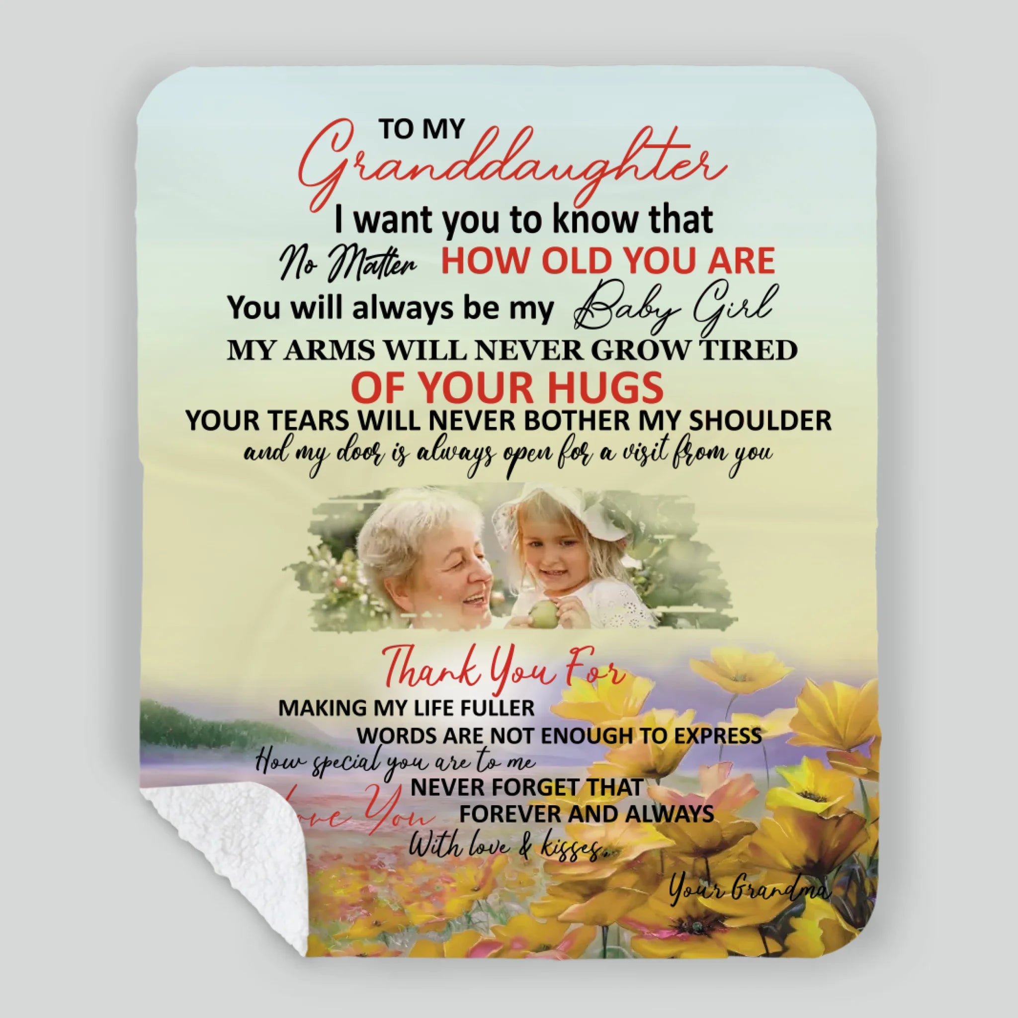 Personalized Granddaughter Blanket – To My Granddaughter, With All My Love - 89Prints