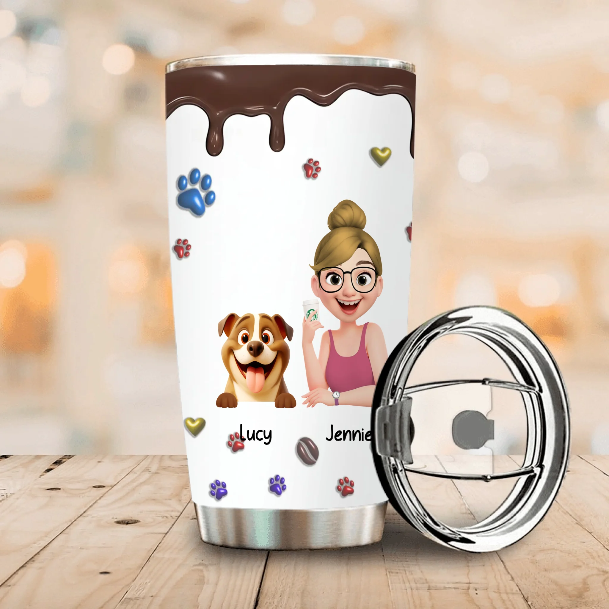 Personalised Coffee Dog Tumbler - All I Need Is Coffee And My Pet - 89Prints