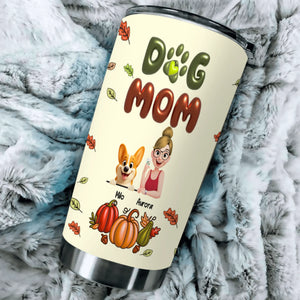 Custom Dog Print Tumbler - Dog Mom Autumn Pumpkin for Dog Lovers - 89Prints