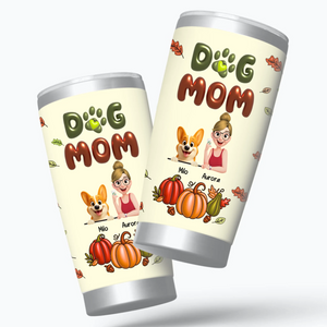 Custom Dog Print Tumbler - Dog Mom Autumn Pumpkin for Dog Lovers - 89Prints