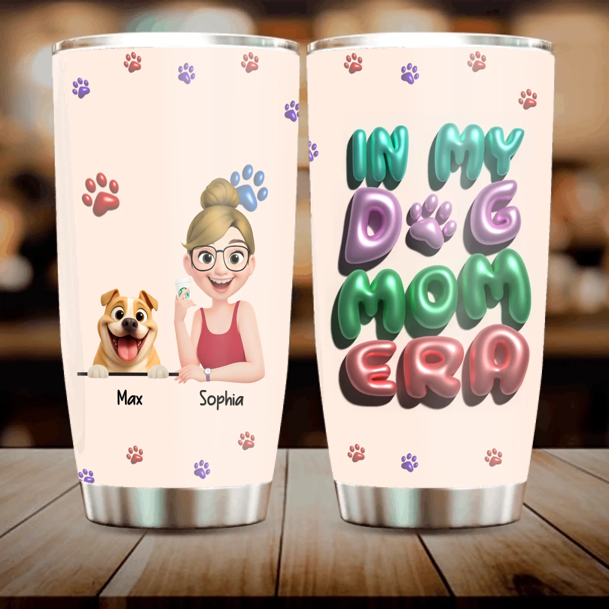 Custom Dog Tumbler - In My Dog Mom Era, Dog Themed Gifts - 89Prints