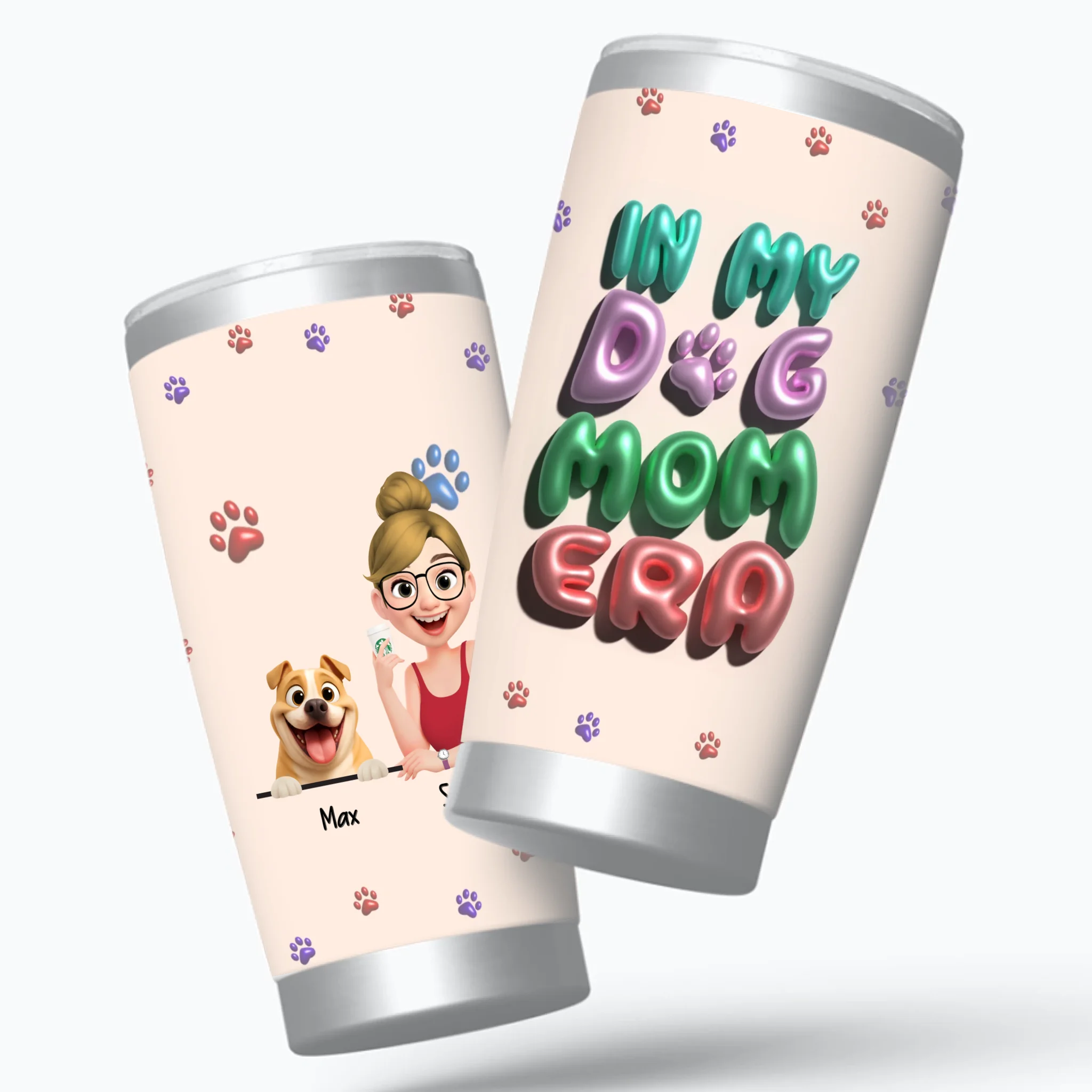 Custom Dog Tumbler - In My Dog Mom Era, Dog Themed Gifts - 89Prints