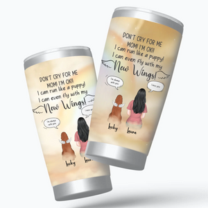 Custom Steel Dog 20 oz Tumbler - Dog Remembrance Gift With Angel Wings And Names - 89Prints