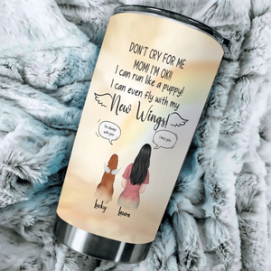Custom Steel Dog 20 oz Tumbler - Dog Remembrance Gift With Angel Wings And Names - 89Prints