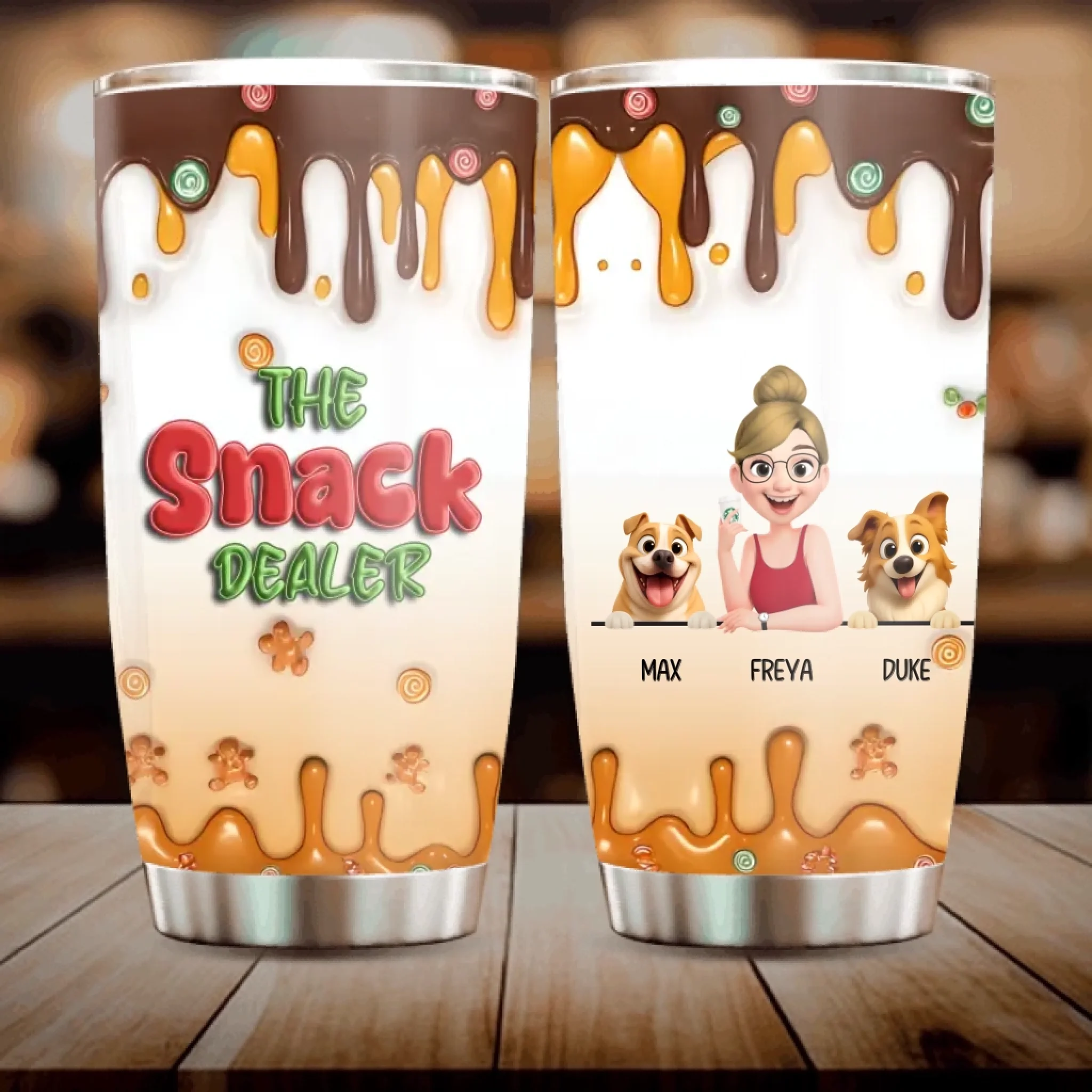 Custom Dog Breed Tumbler - The Snack Dealer, Funny Dog Lover Gift With Names - 89Prints