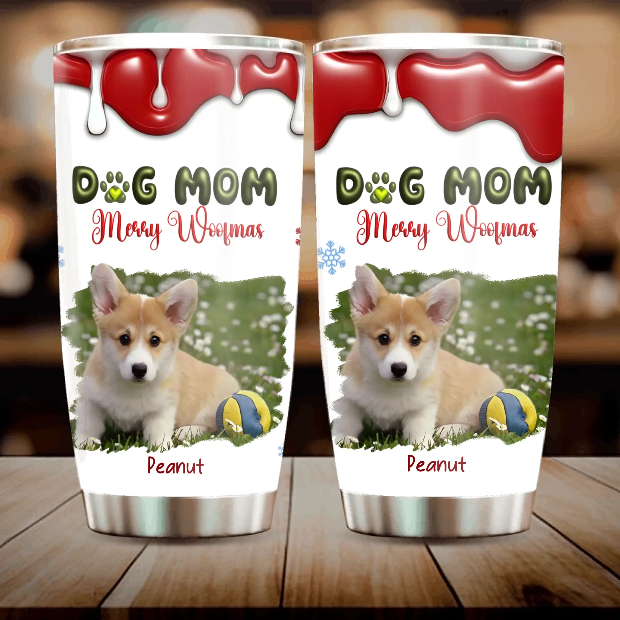 Customized Christmas Dog Tumbler - Merry Woofmas Dog Mom Gift for Dog Owners - 89Prints