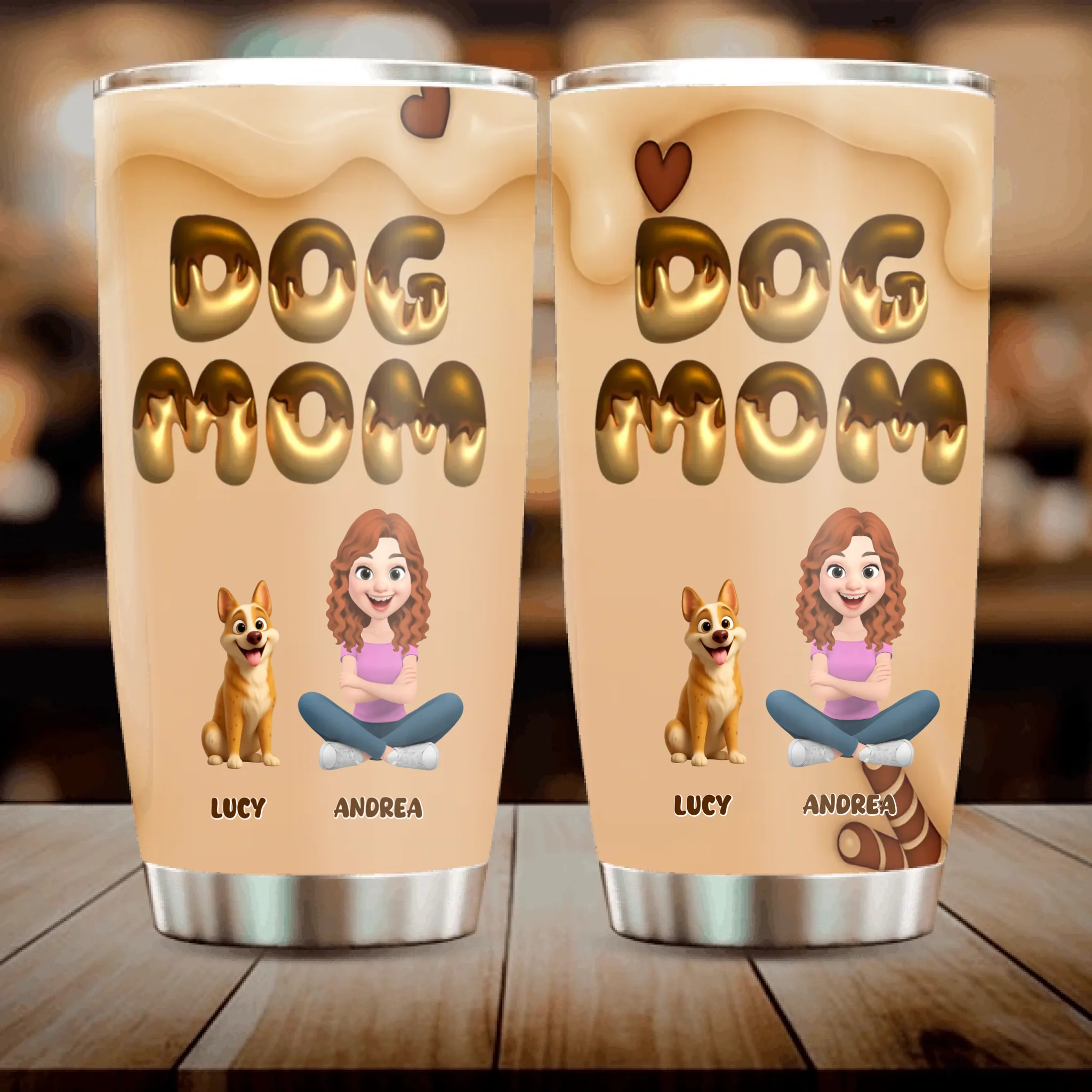 Custom Dog Mom Stainless Steel Tumbler - Cute Cartoon, Gift For Dog Lovers - 89Prints