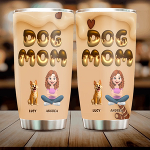 Custom Dog Mom Stainless Steel Tumbler - Cute Cartoon, Gift For Dog Lovers - 89Prints