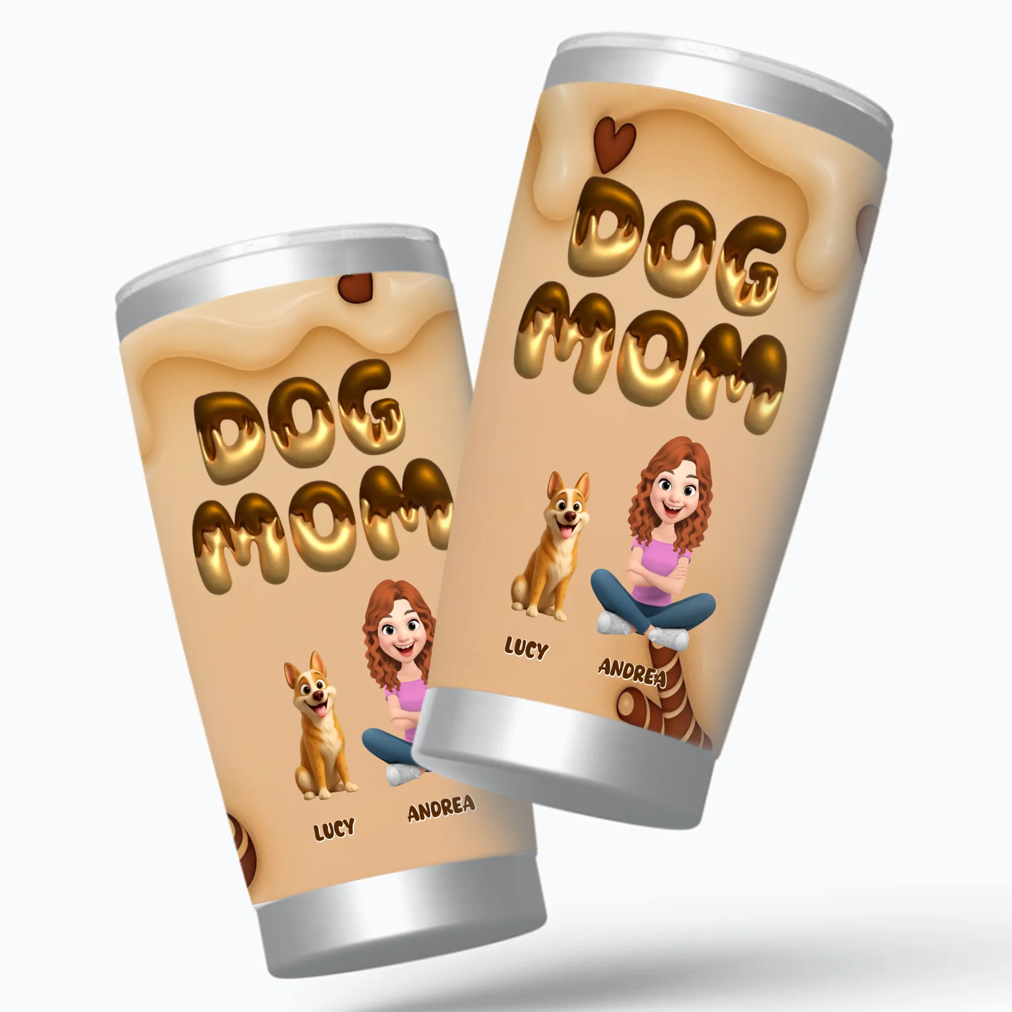 Custom Dog Mom Stainless Steel Tumbler - Cute Cartoon, Gift For Dog Lovers - 89Prints