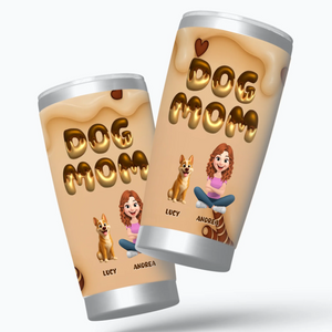 Custom Dog Mom Stainless Steel Tumbler - Cute Cartoon, Gift For Dog Lovers - 89Prints