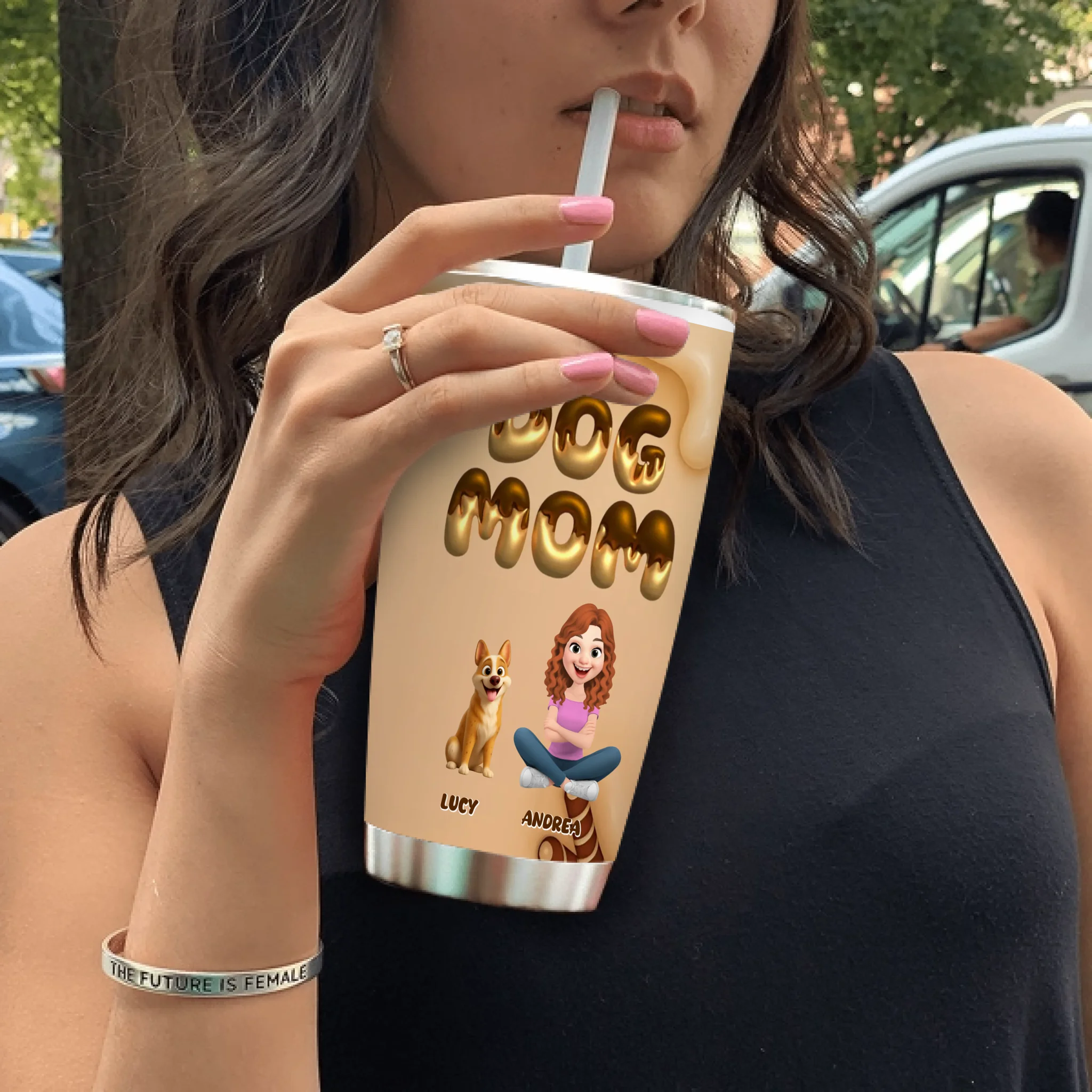 Custom Dog Mom Stainless Steel Tumbler - Cute Cartoon, Gift For Dog Lovers - 89Prints