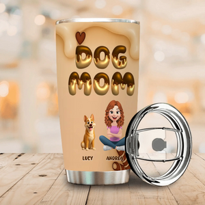 Custom Dog Mom Stainless Steel Tumbler - Cute Cartoon, Gift For Dog Lovers - 89Prints