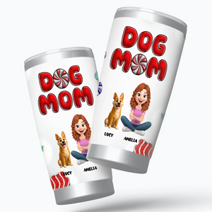 Customized Dog Mom Tumbler - Sweet Candy Cane Theme, Dog Owner Gifts - 89Prints