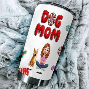 Customized Dog Mom Tumbler - Sweet Candy Cane Theme, Dog Owner Gifts - 89Prints