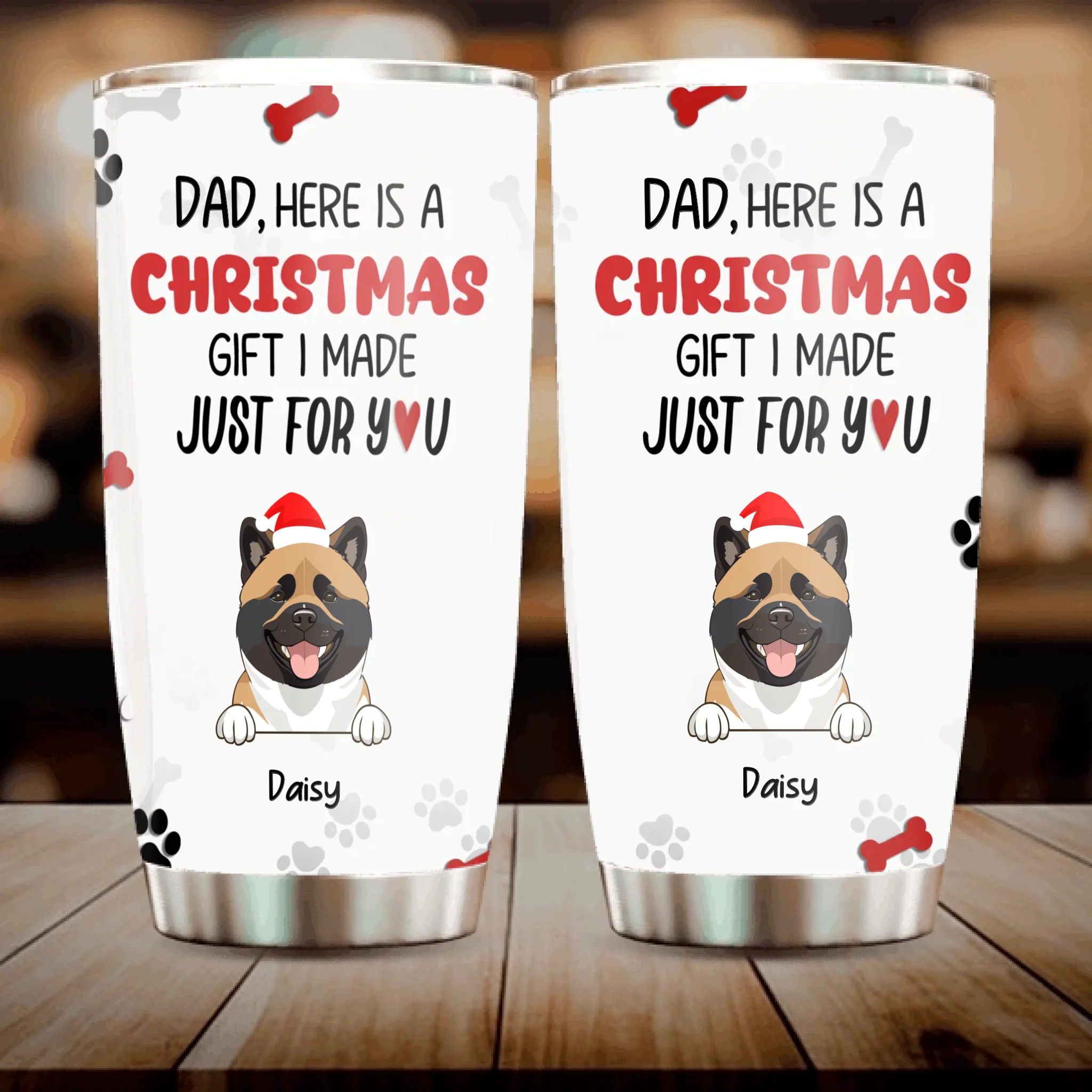 Custom Christmas Dog Tumbler - Personalized Insulated Gift for Dog Lovers - 89Prints