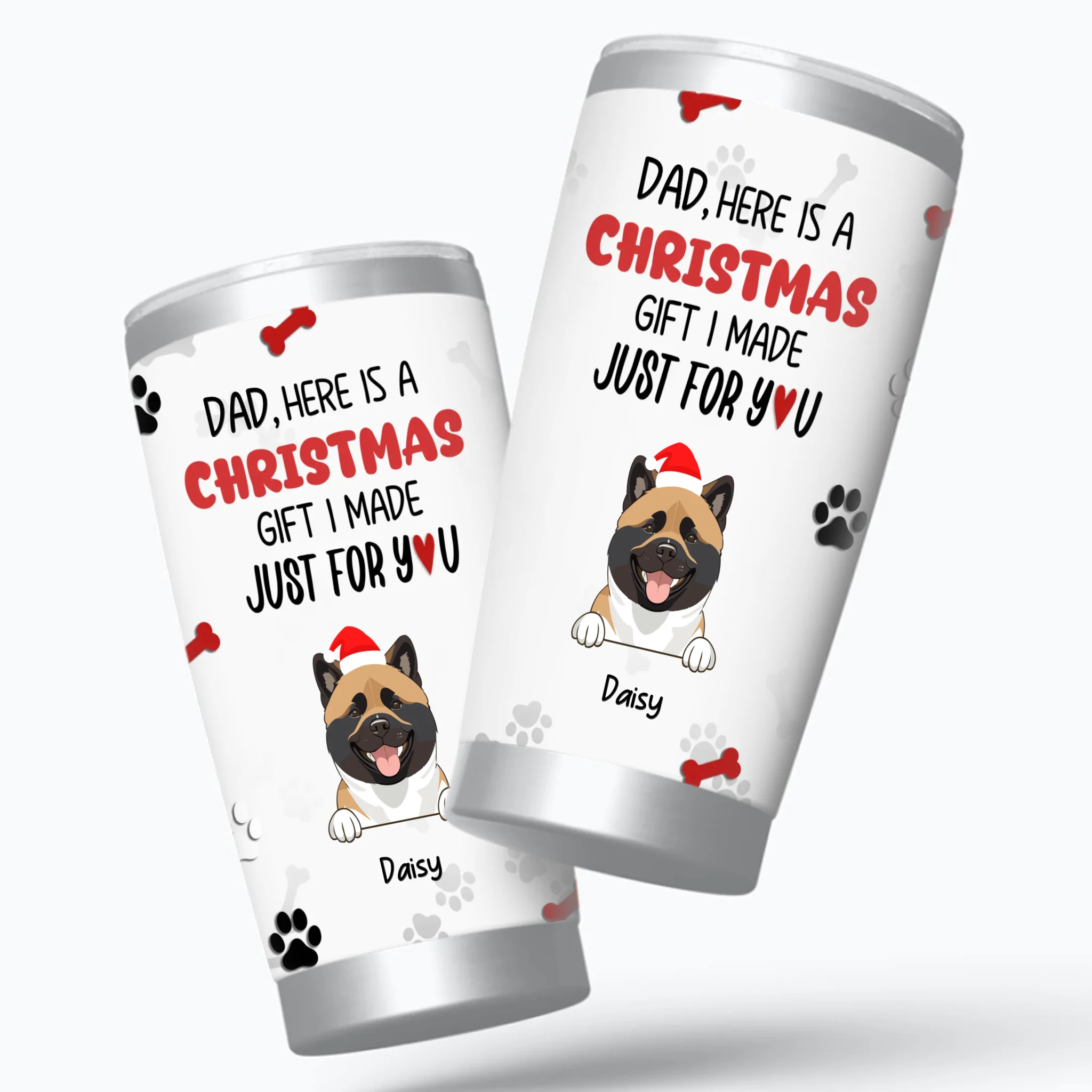 Custom Christmas Dog Tumbler - Personalized Insulated Gift for Dog Lovers - 89Prints