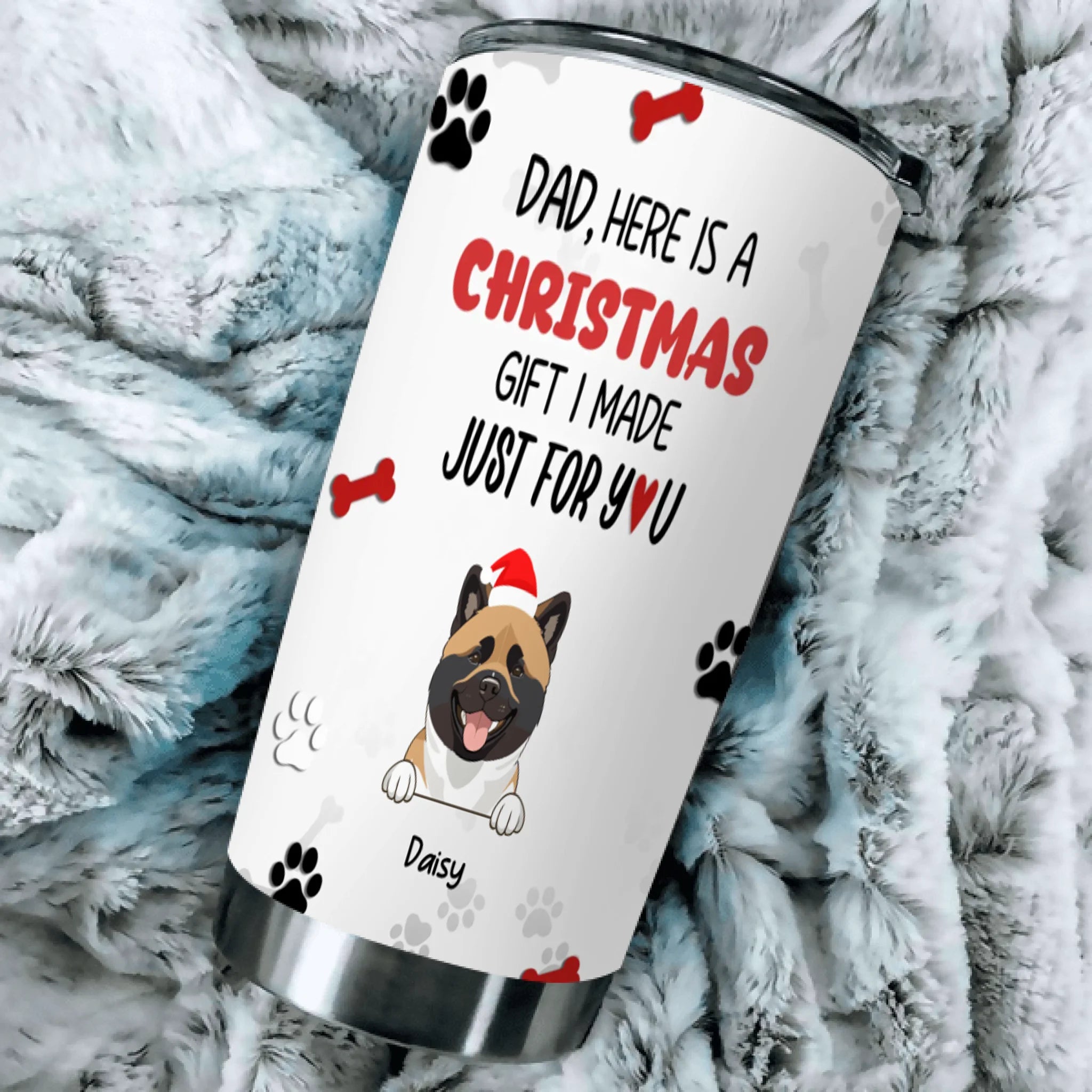 Custom Christmas Dog Tumbler - Personalized Insulated Gift for Dog Lovers - 89Prints