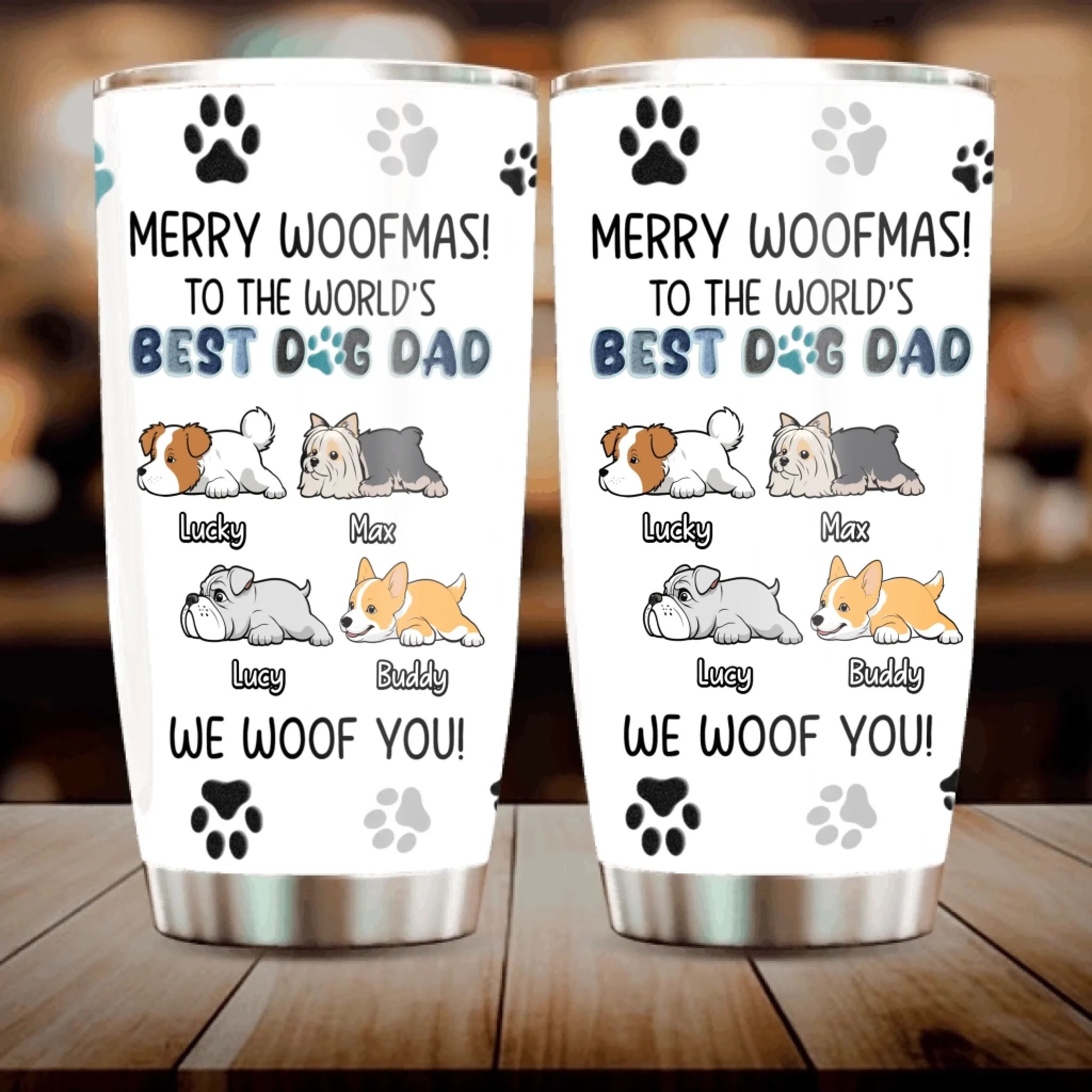 Customized Dog Tumbler - Merry Woofmas, Christmas Gifts For Dog Lovers - 89Prints