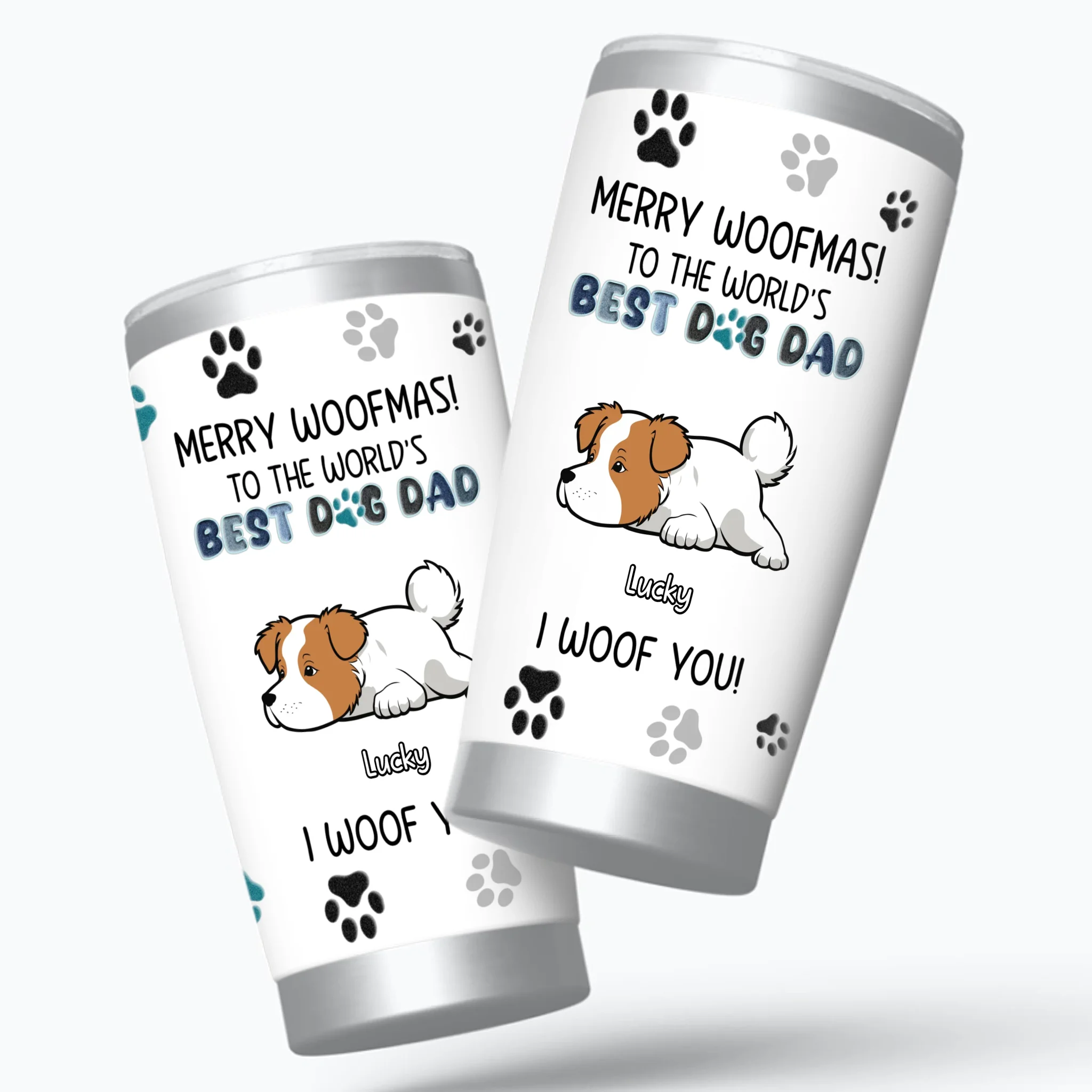 Customized Dog Tumbler - Merry Woofmas, Christmas Gifts For Dog Lovers - 89Prints