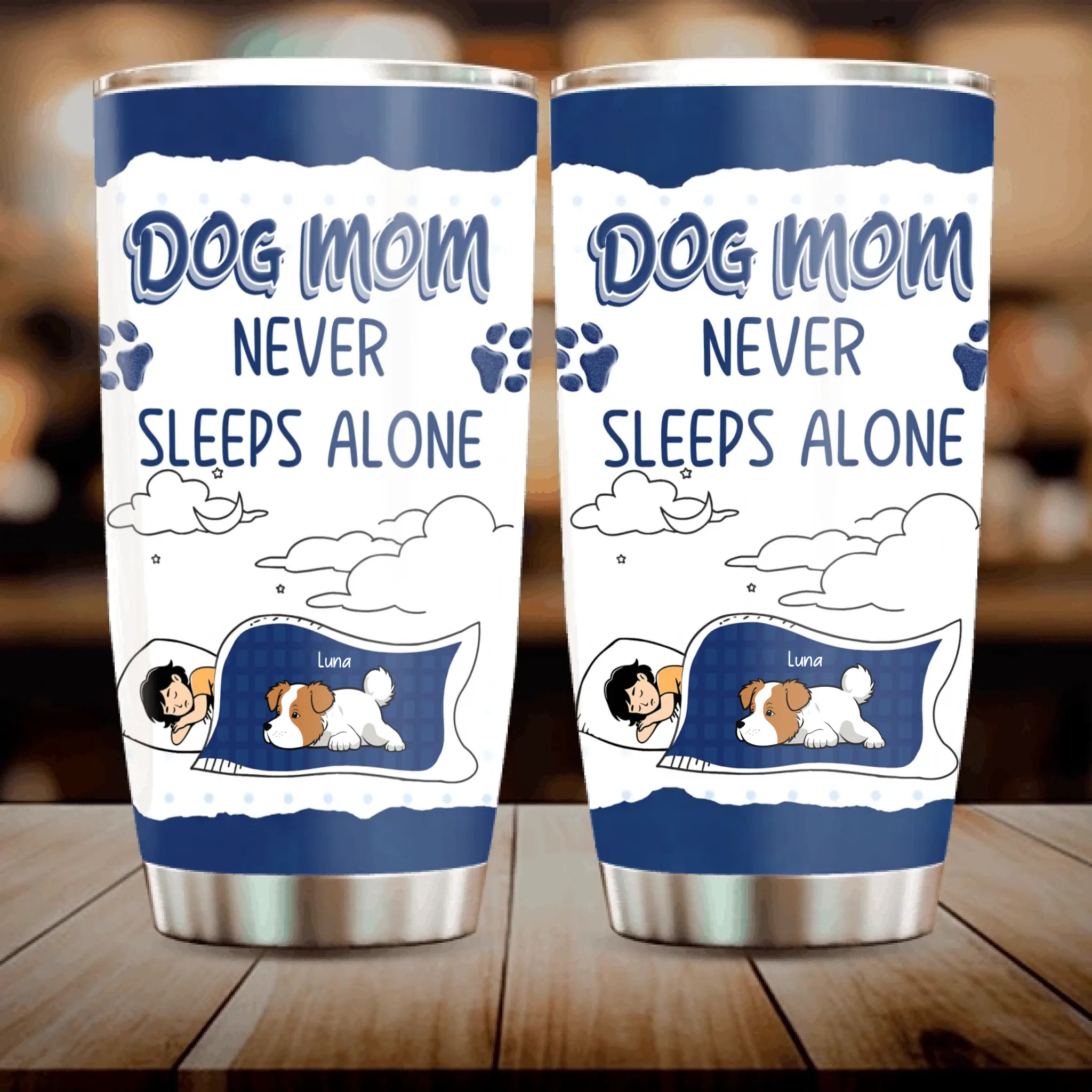 Custom Dog Mom Tumbler - Mom Never Sleeps Alone, Gifts From The Dog - 89Prints