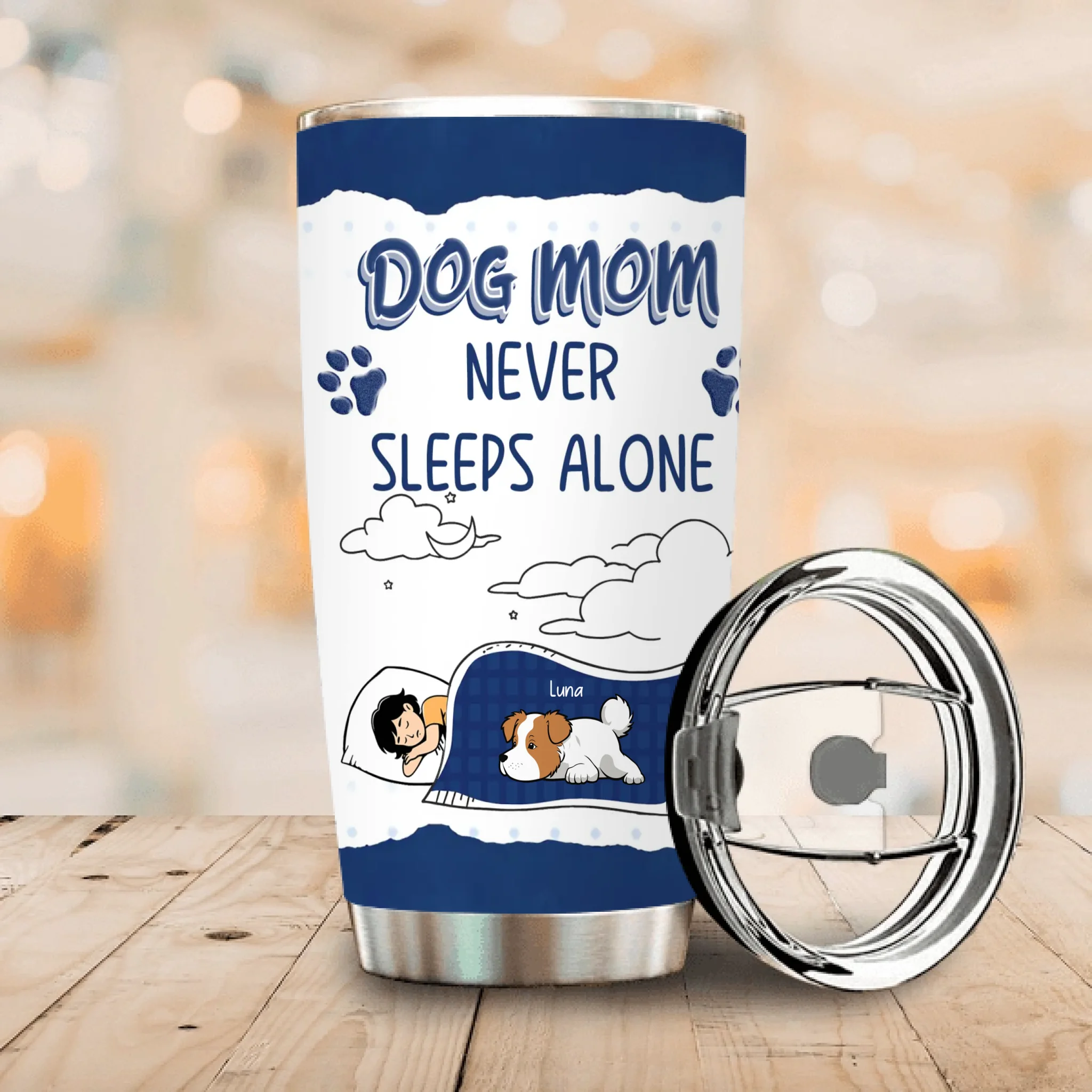 Custom Dog Mom Tumbler - Mom Never Sleeps Alone, Gifts From The Dog - 89Prints