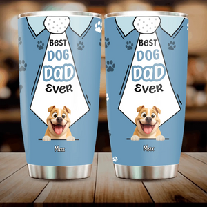 Best Dog Dad Ever Tumbler - Custom Tie & Shirt Design with Dog Names - 89Prints