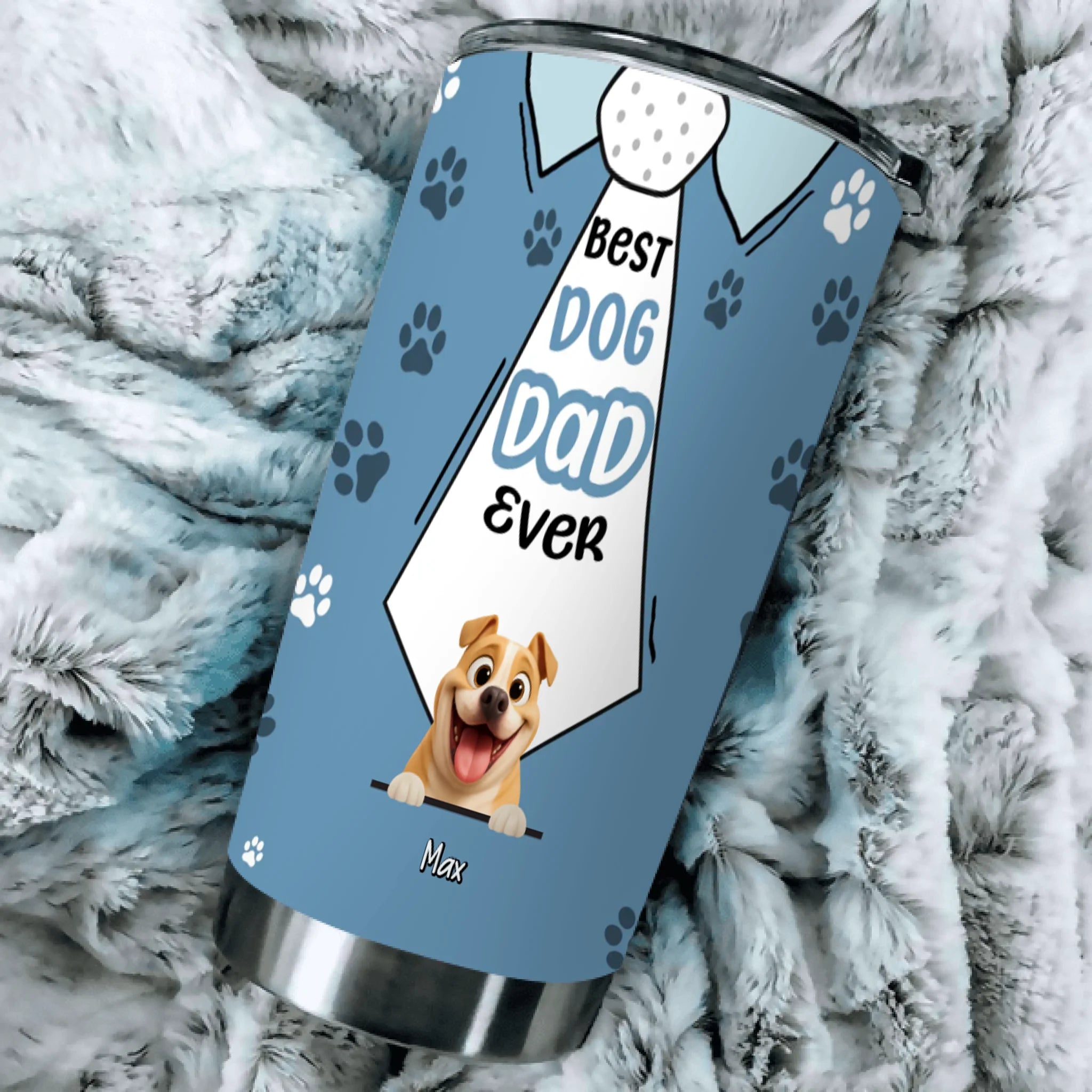 Best Dog Dad Ever Tumbler - Custom Tie & Shirt Design with Dog Names - 89Prints