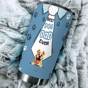 Best Dog Dad Ever Tumbler - Custom Tie & Shirt Design with Dog Names - 89Prints