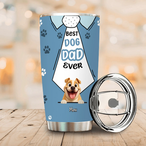 Best Dog Dad Ever Tumbler - Custom Tie & Shirt Design with Dog Names - 89Prints