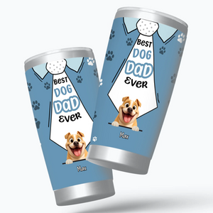 Best Dog Dad Ever Tumbler - Custom Tie & Shirt Design with Dog Names - 89Prints