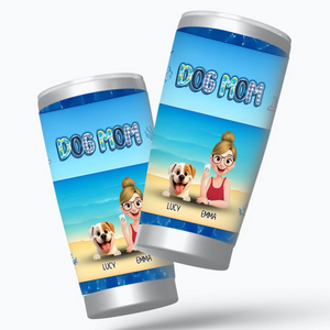Customizable Dog Mom Tumbler - Summer Beach Theme Gift for Her - 89Prints