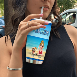 Customizable Dog Mom Tumbler - Summer Beach Theme Gift for Her - 89Prints