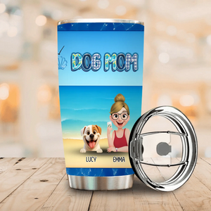 Customizable Dog Mom Tumbler - Summer Beach Theme Gift for Her - 89Prints